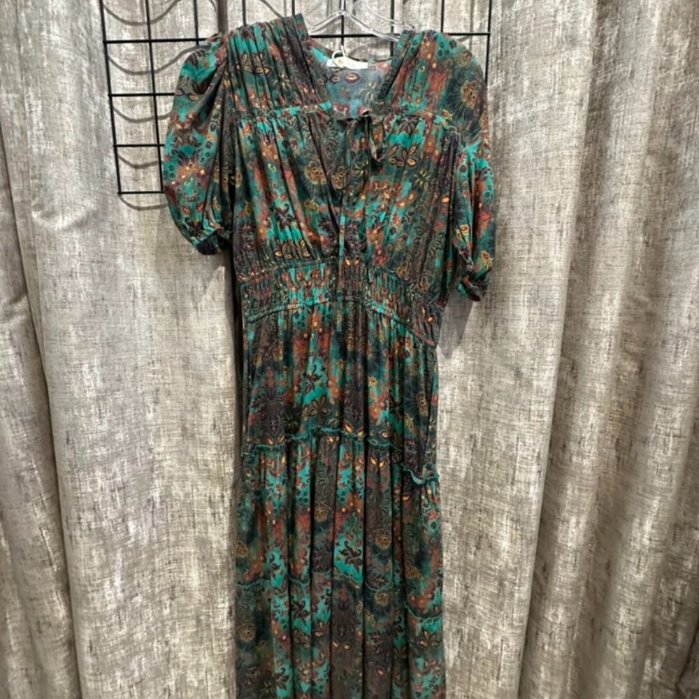 Bindu Susana Short Sleeve Long Dress